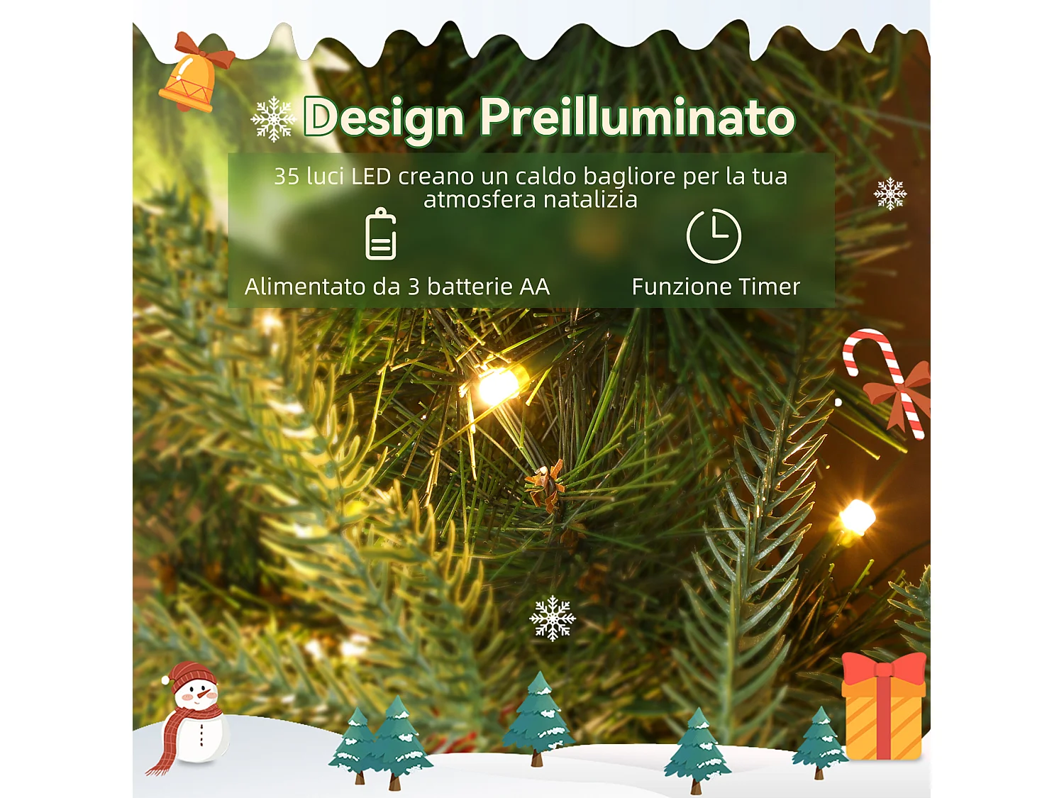Ghirlanda natalizia da 60 cm con luci led pigne e bacche rosse