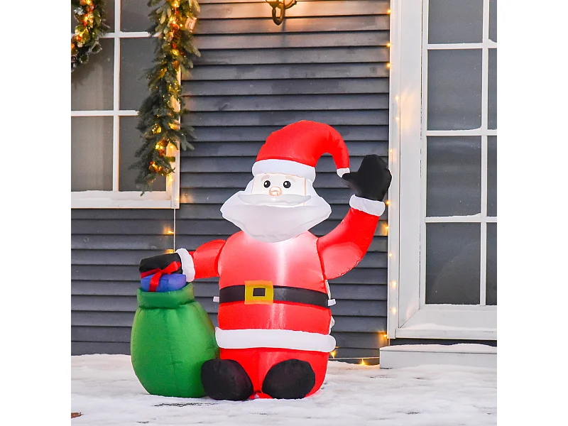 Babbo natale gonfiabile luminoso a led in poliestere con ventilatore