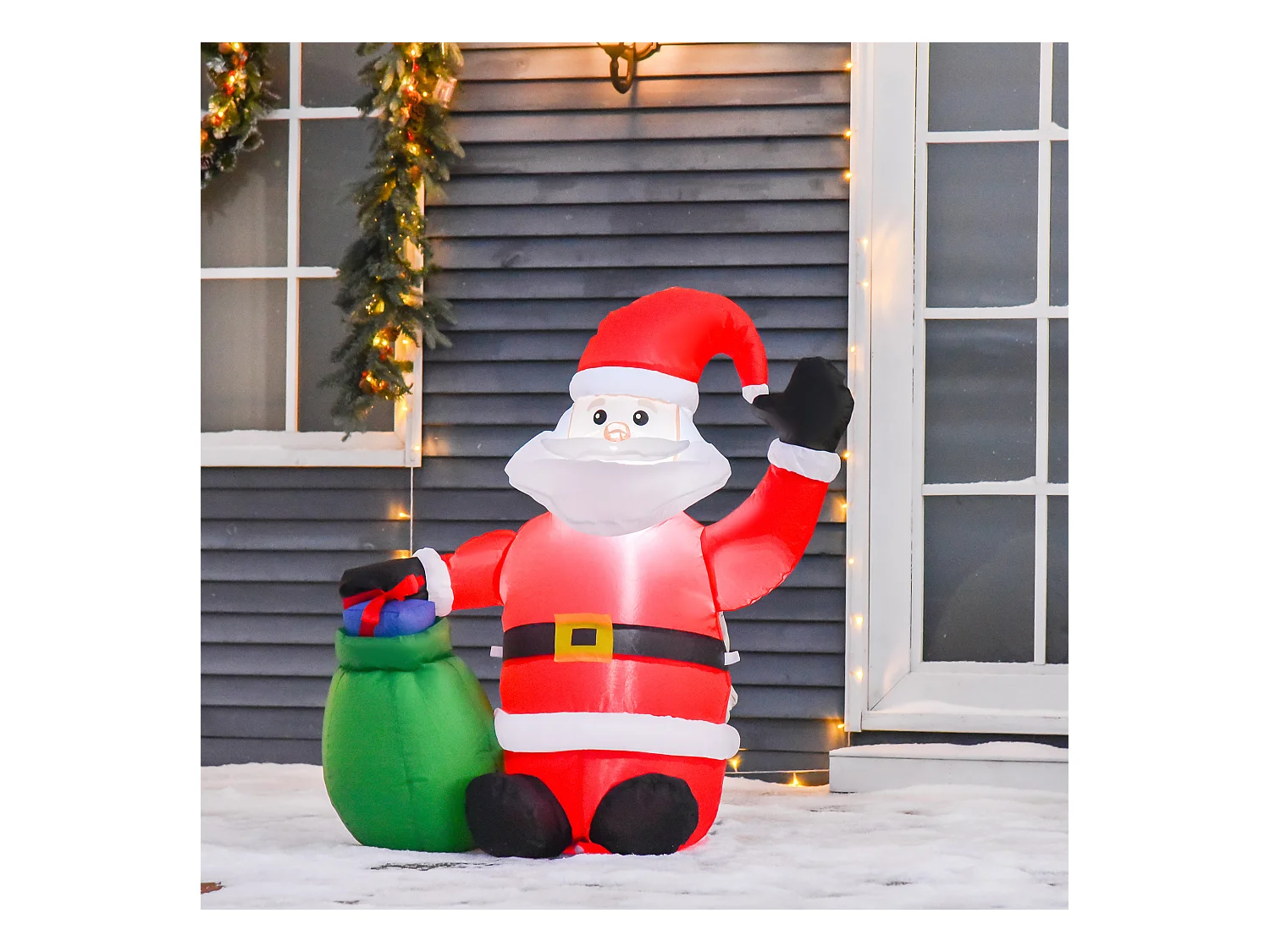 Babbo natale gonfiabile luminoso a led in poliestere con ventilatore