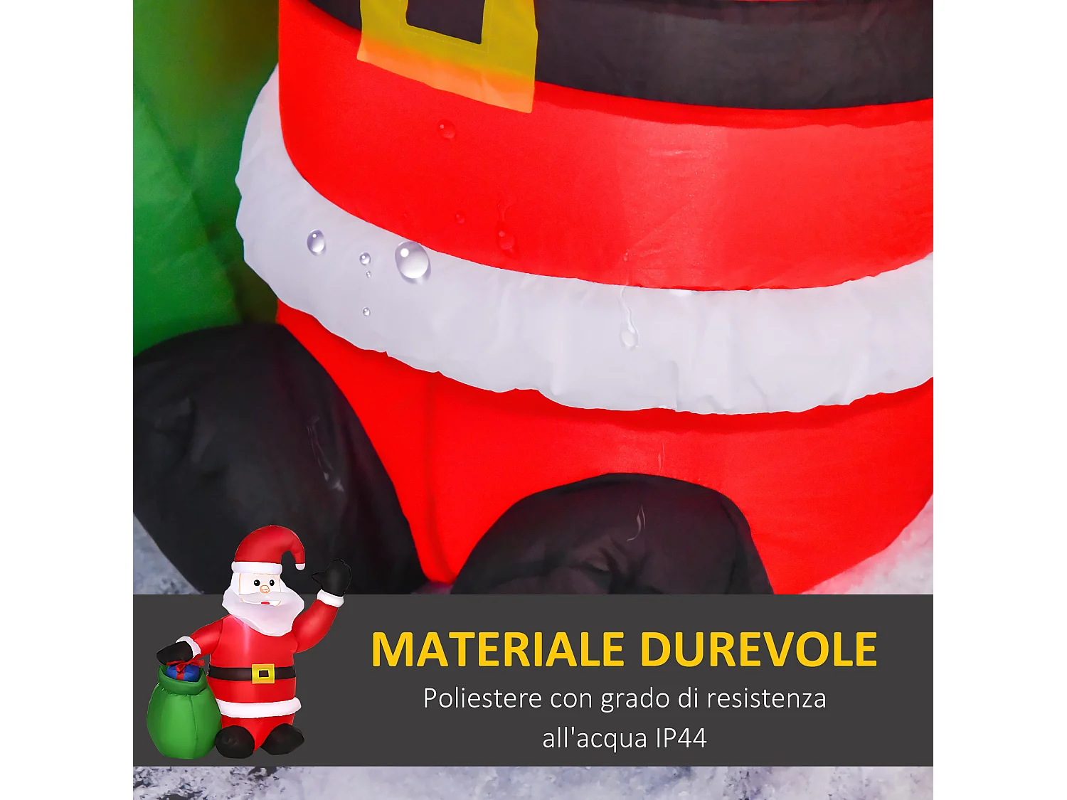 Babbo natale gonfiabile luminoso a led in poliestere con ventilatore