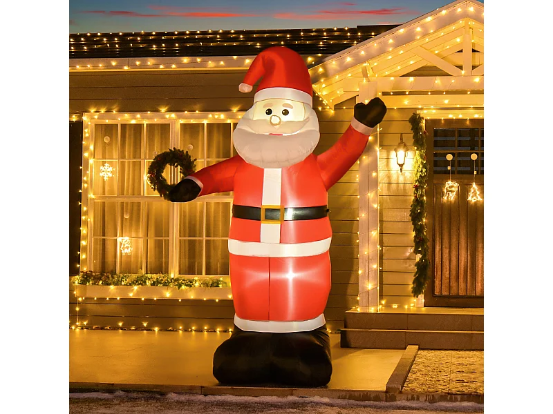 Babbo natale gonfiabile alto 248cm da esterno con luci led e accessori