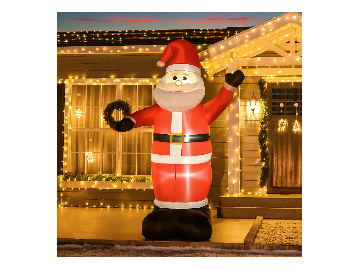 Babbo natale gonfiabile alto 248cm da esterno con luci led e accessori