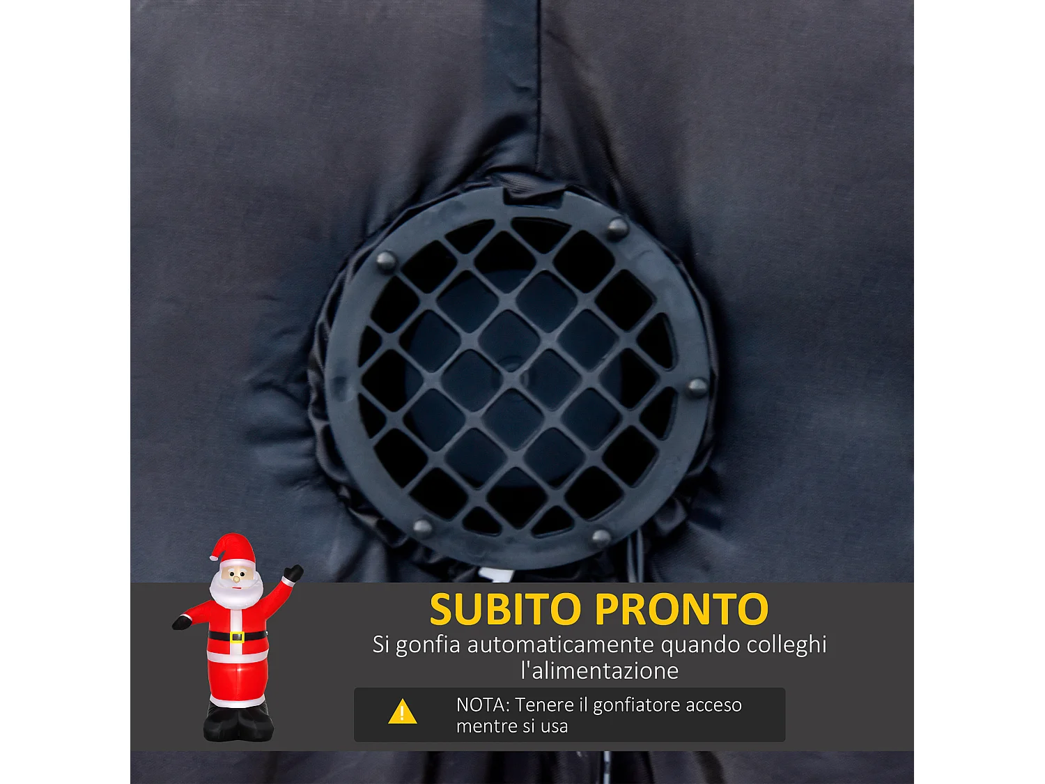 Babbo natale gonfiabile alto 248cm da esterno con luci led e accessori