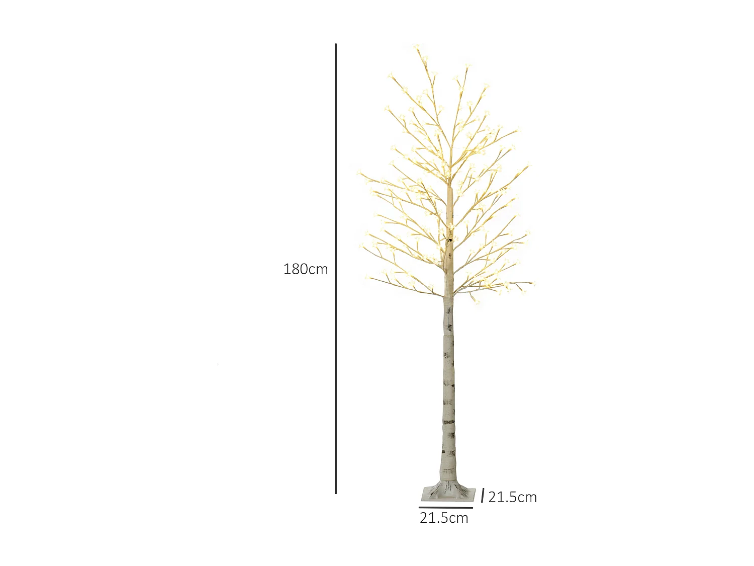 Albero luminoso di betulla con 180 luci led 3 livelli di luminosità