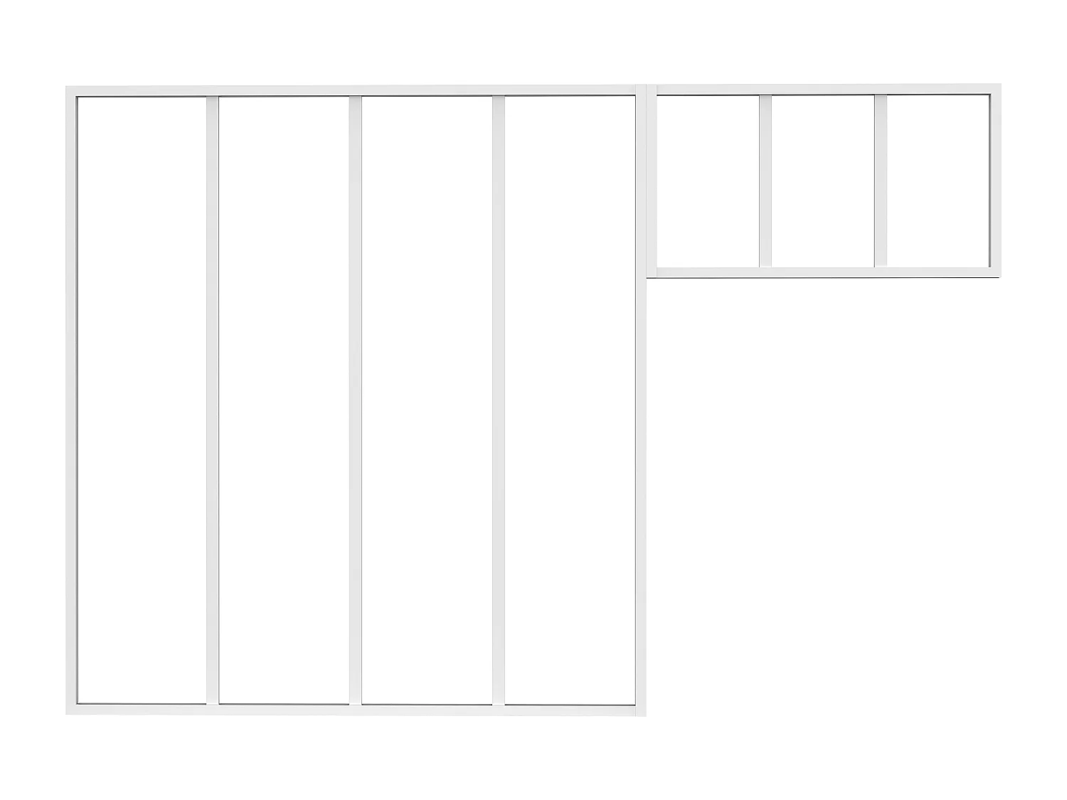 Verrière atelier avec imposte en aluminium thermolaqué - L120 x H130 + L73 x H40 cm - Blanc - BAYVIEW