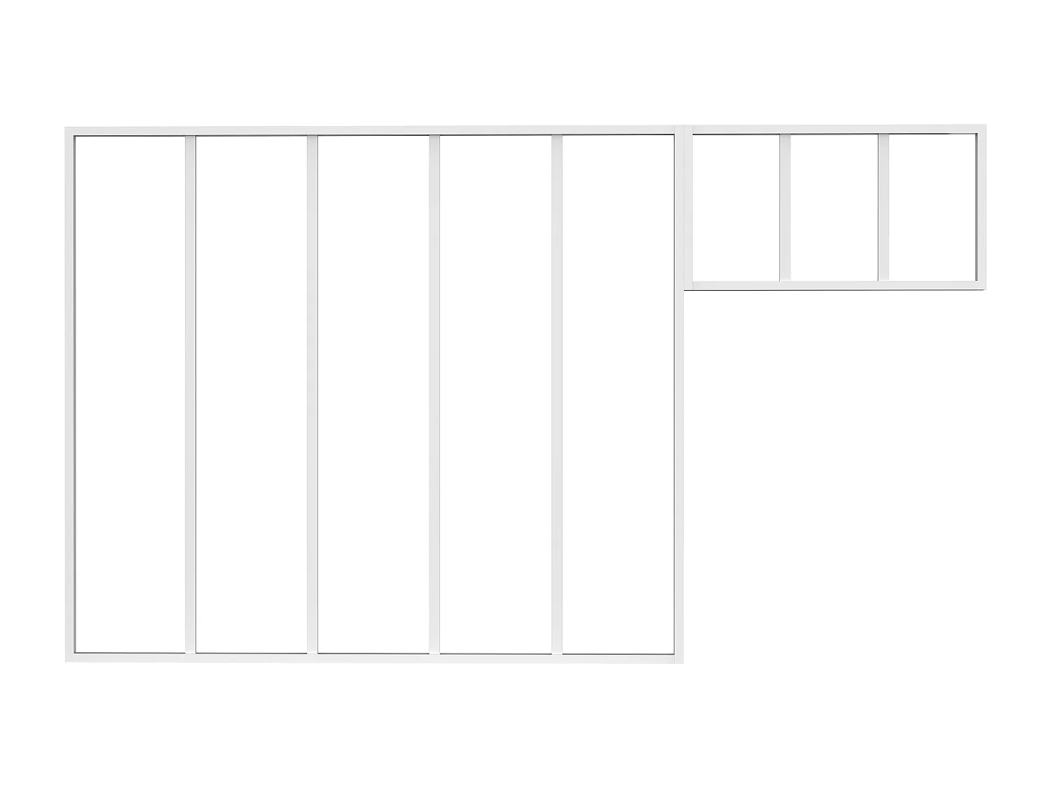 Verrière atelier avec imposte en aluminium thermolaqué - L150 x H130 + L73 x H40 cm - Blanc - BAYVIEW