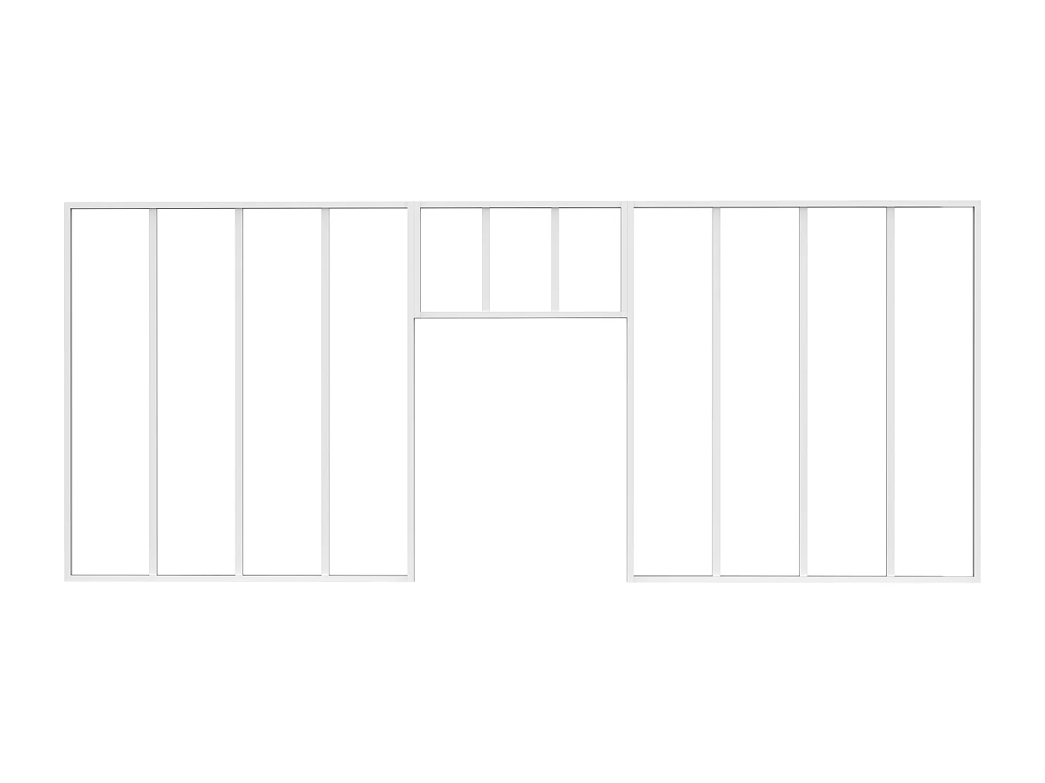 Lot de 2 verrières atelier avec imposte en aluminium thermolaqué - 2 x L120 x H130 + L73 x H40 cm - Blanc - BAYVIEW