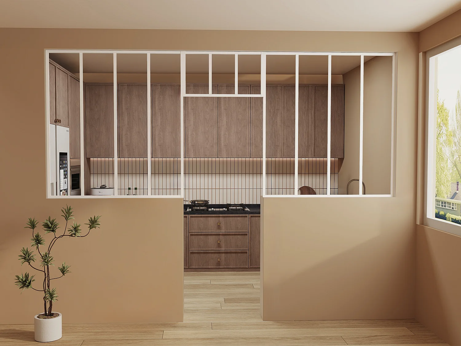 Lot de 2 verrières atelier avec imposte en aluminium thermolaqué - 2 x L120 x H130 + L73 x H40 cm - Blanc - BAYVIEW