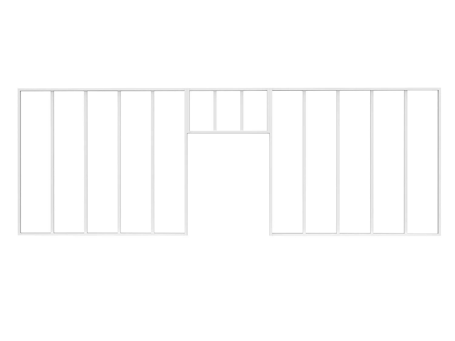 Lot de 2 verrières atelier avec imposte en aluminium thermolaqué - 2 x L150 x H130 + L73 x H40 cm - Blanc - BAYVIEW