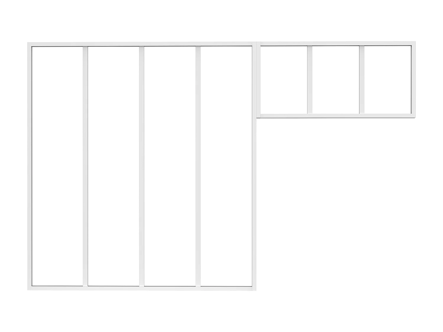 Verrière atelier avec imposte en aluminium thermolaqué - L120 x H130 + L83 x H40 cm - Blanc - BAYVIEW