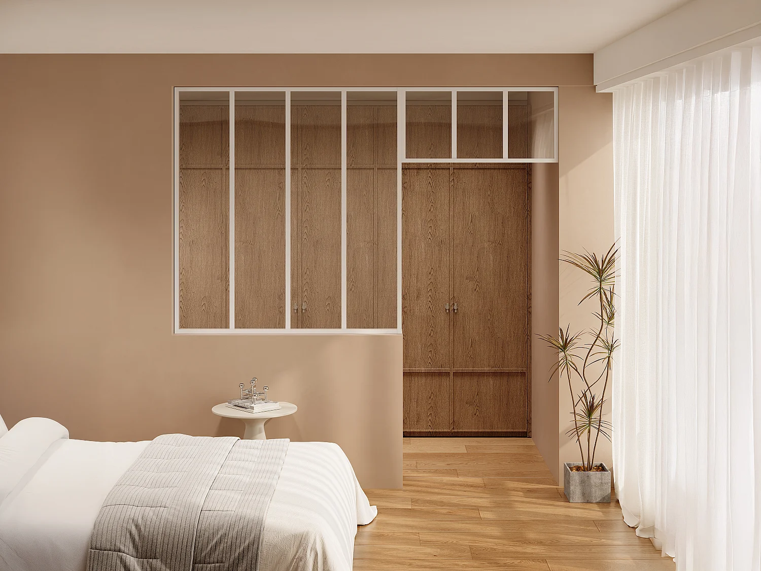 Verrière atelier avec imposte en aluminium thermolaqué - L120 x H130 + L83 x H40 cm - Blanc - BAYVIEW