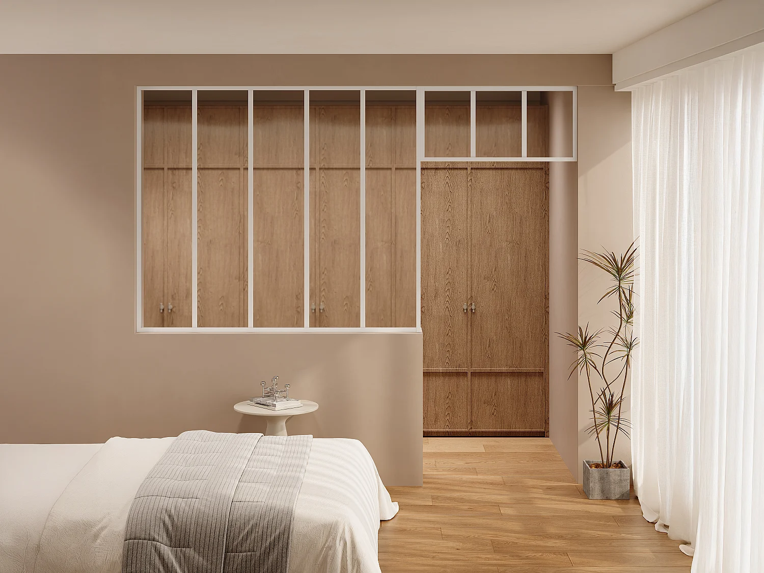 Verrière atelier avec imposte en aluminium thermolaqué - L150 x H130 + L83 x H40 cm - Blanc - BAYVIEW