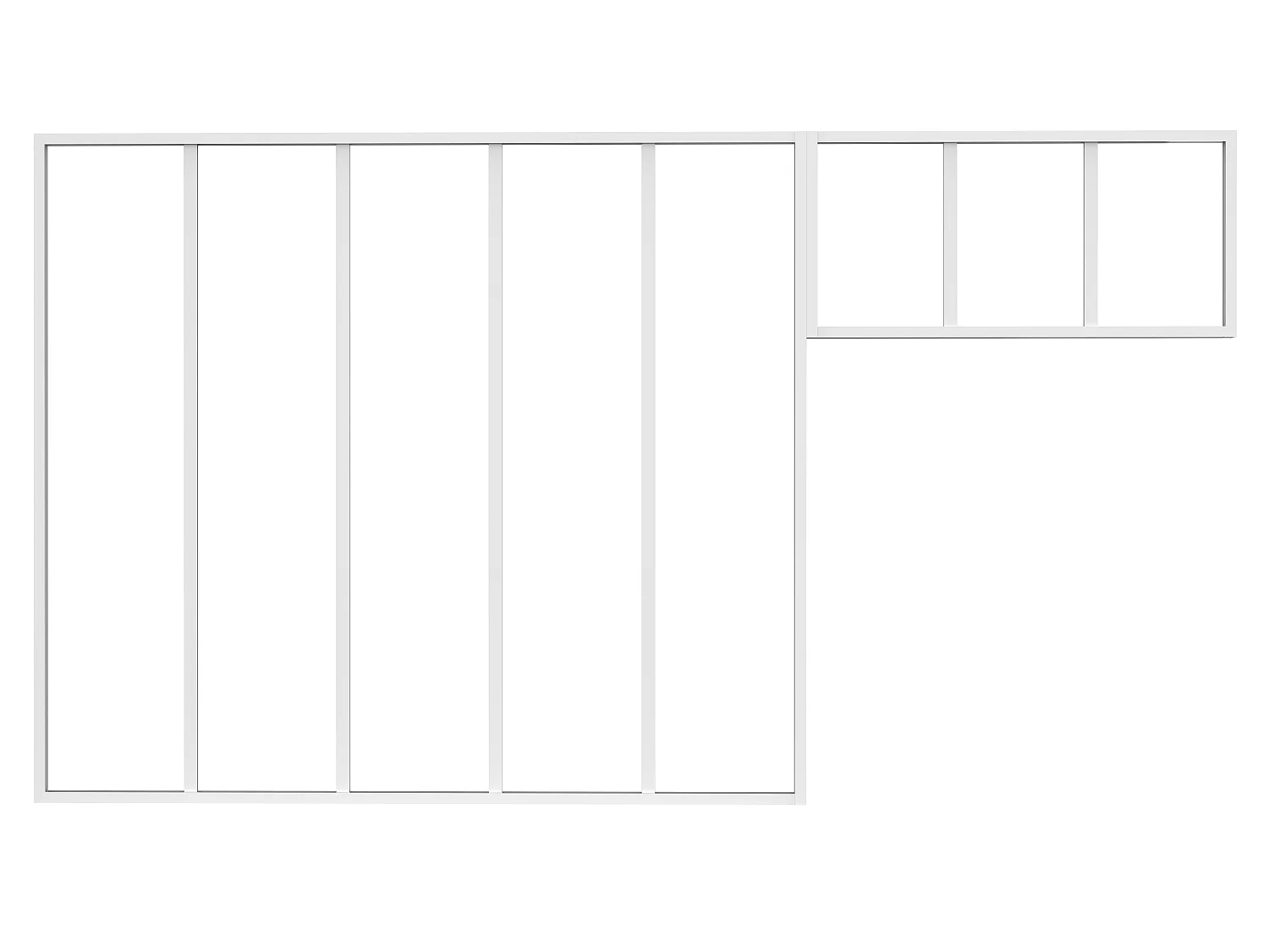 Verrière atelier avec imposte en aluminium thermolaqué - L150 x H130 + L83 x H40 cm - Blanc - BAYVIEW