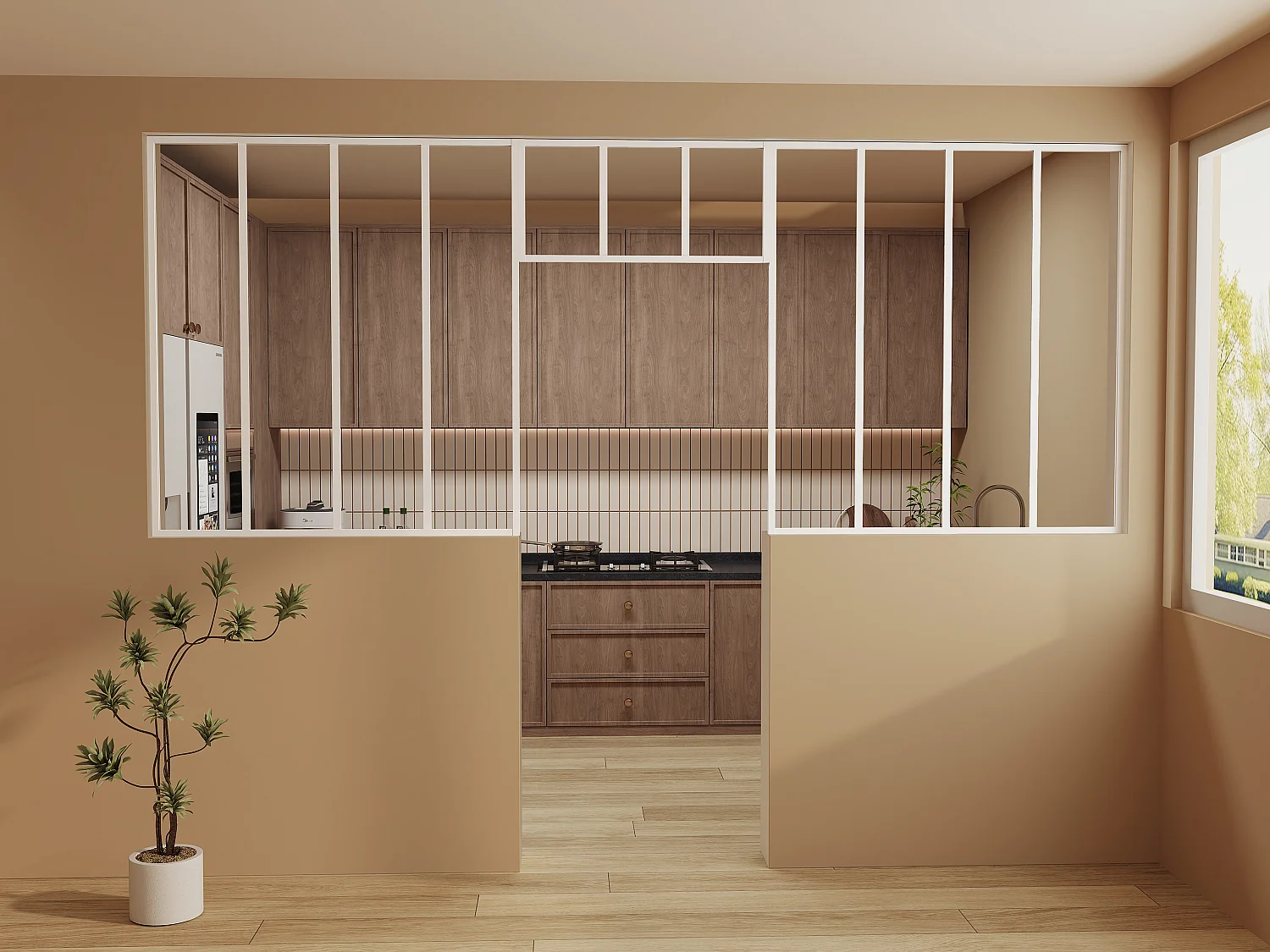 Lot de 2 verrières atelier avec imposte en aluminium thermolaqué - 2 x L120 x H130 + L83 x H40 cm - Blanc - BAYVIEW