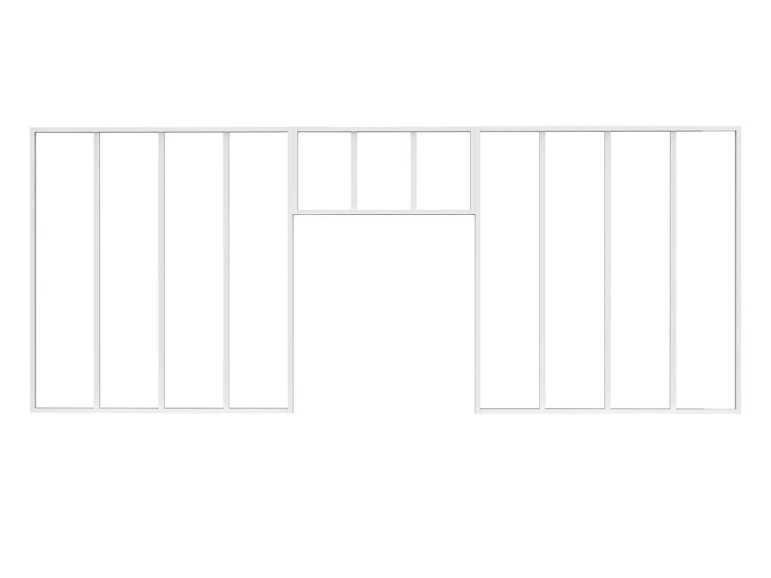 Lot de 2 verrières atelier avec imposte en aluminium thermolaqué - 2 x L120 x H130 + L83 x H40 cm - Blanc - BAYVIEW