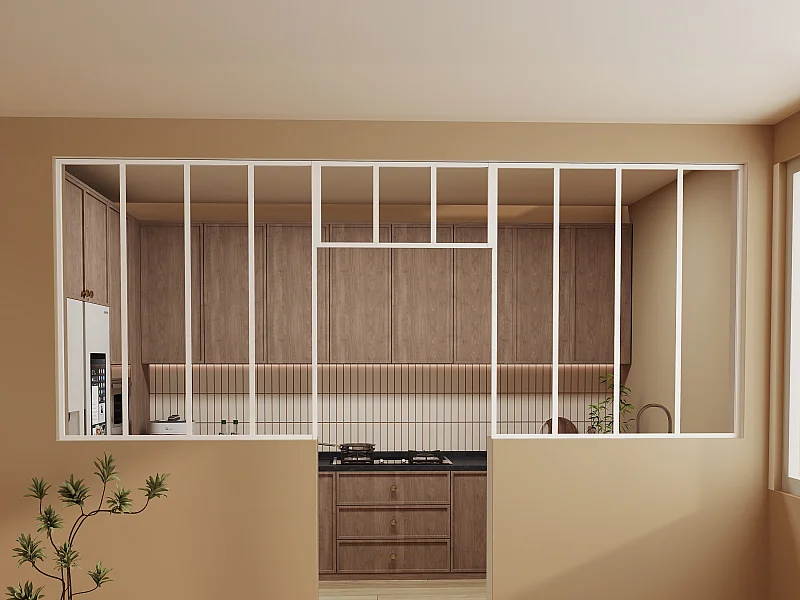 Lot de 2 verrières atelier avec imposte en aluminium thermolaqué - 2 x L120 x H130 + L83 x H40 cm - Blanc - BAYVIEW