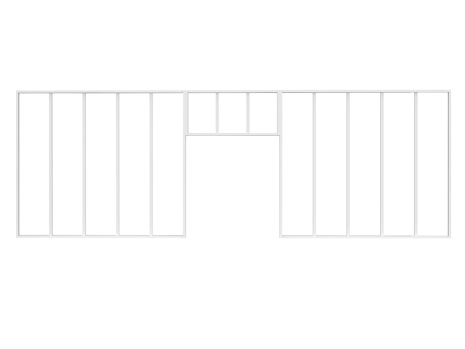 Lot de 2 verrières atelier avec imposte en aluminium thermolaqué - 2 x L150 x H130 + L83 x H40 cm - Blanc - BAYVIEW