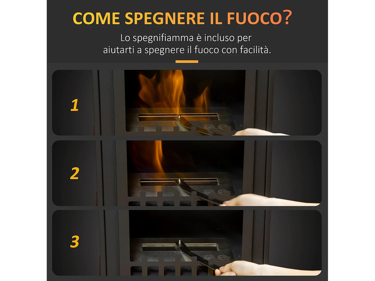 Camino bioetanolo in metallo 3h combustione serbatoio 0.9l nero