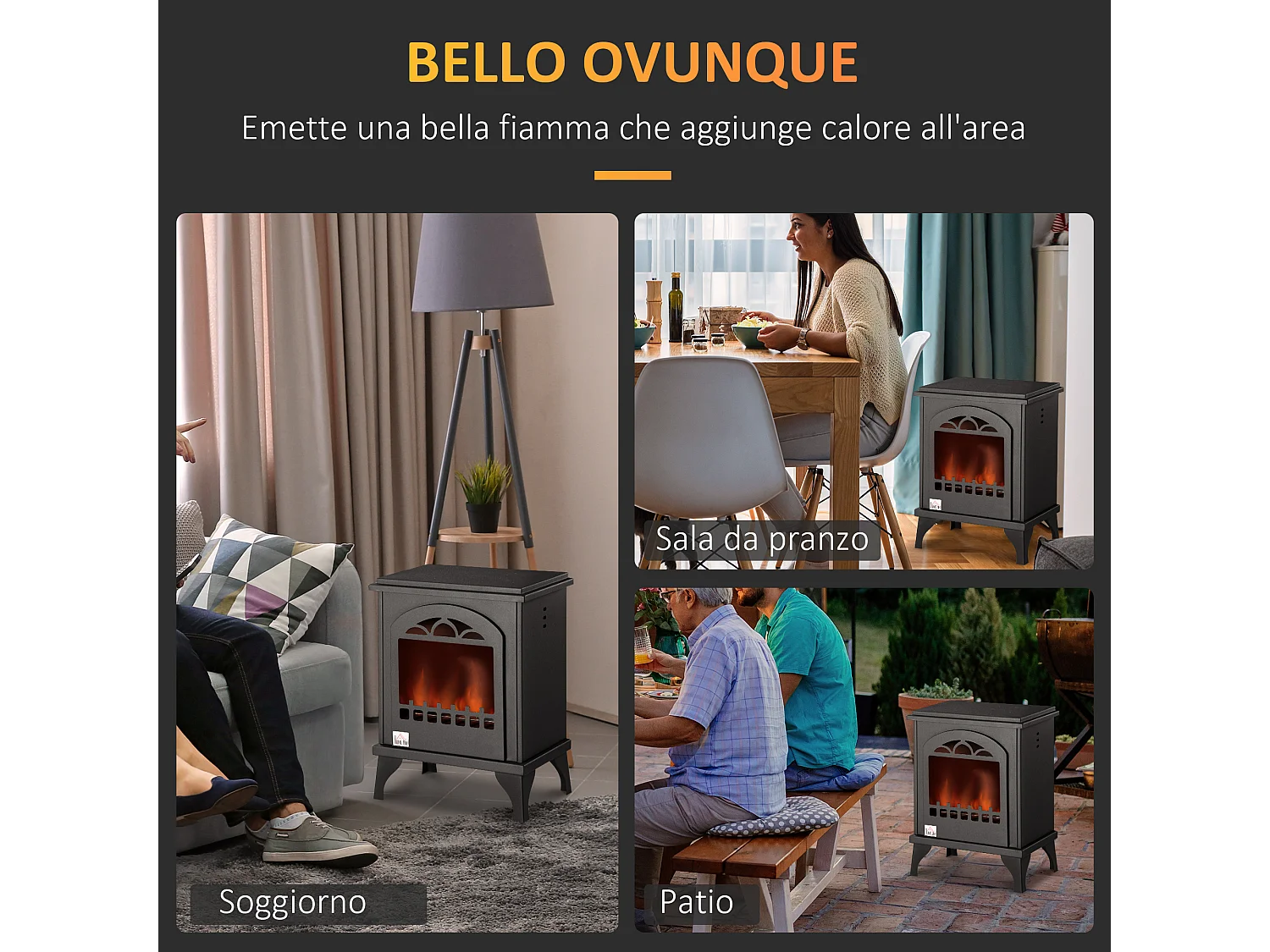 Camino bioetanolo in metallo 3h combustione serbatoio 0.9l nero