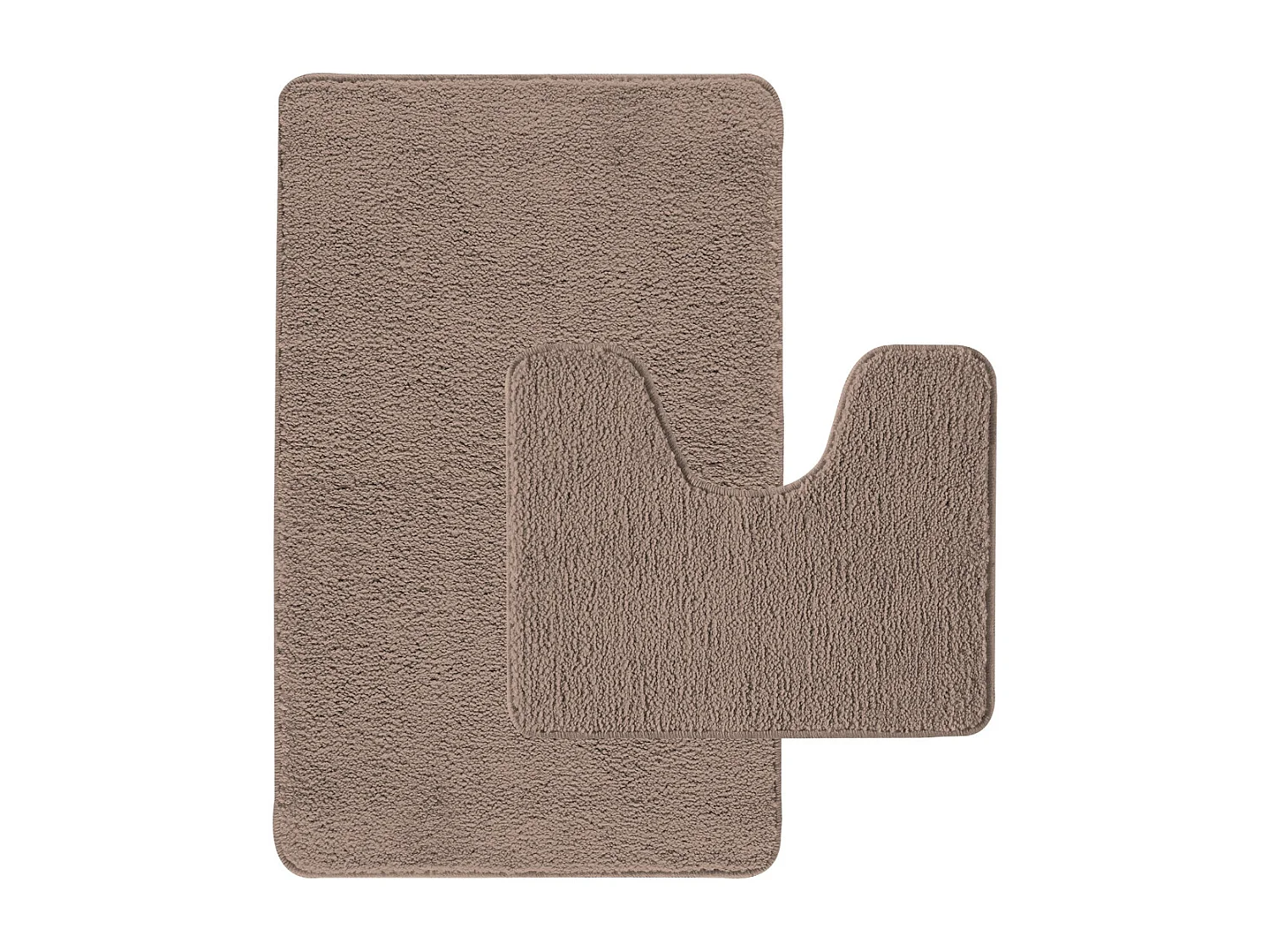 Lot de 2 tapis de bain polyester 50x80cm + contour taupe