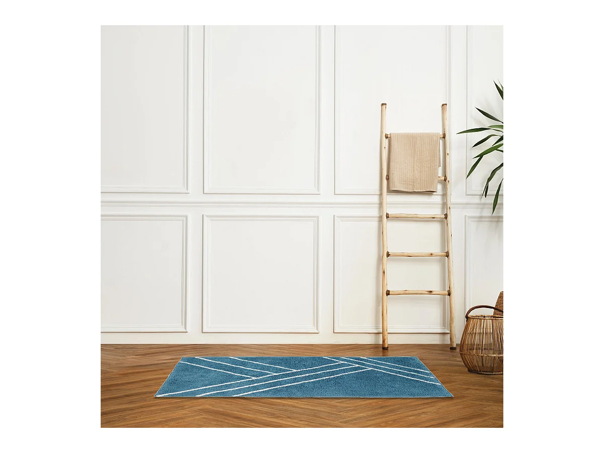 Tapis de bain déco géométrique en coton 60x120cm