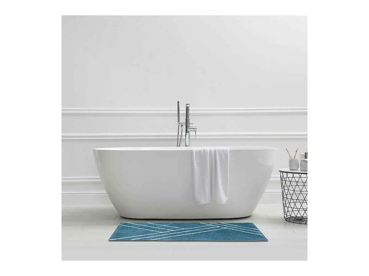 Tapis de bain déco géométrique en coton 60x120cm