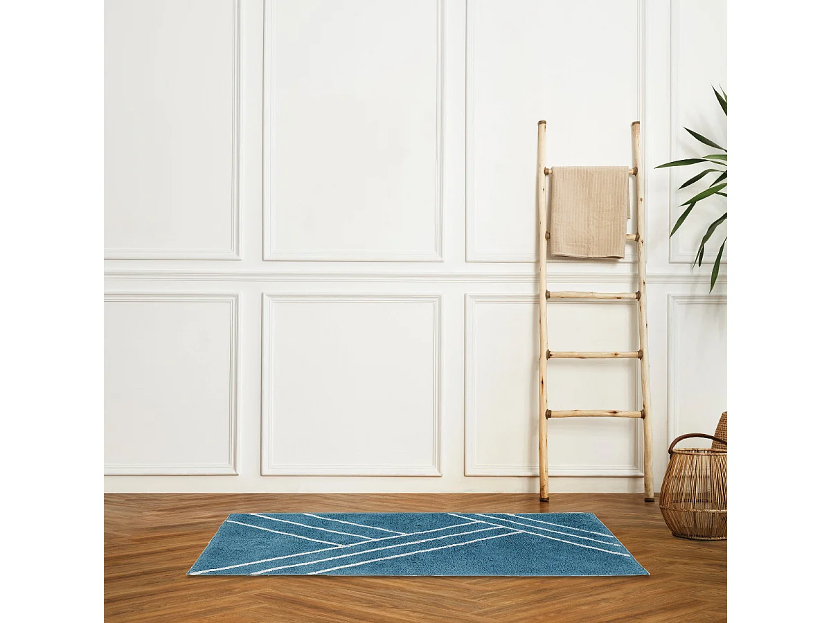 Tapis de bain déco géométrique en coton 60x120cm