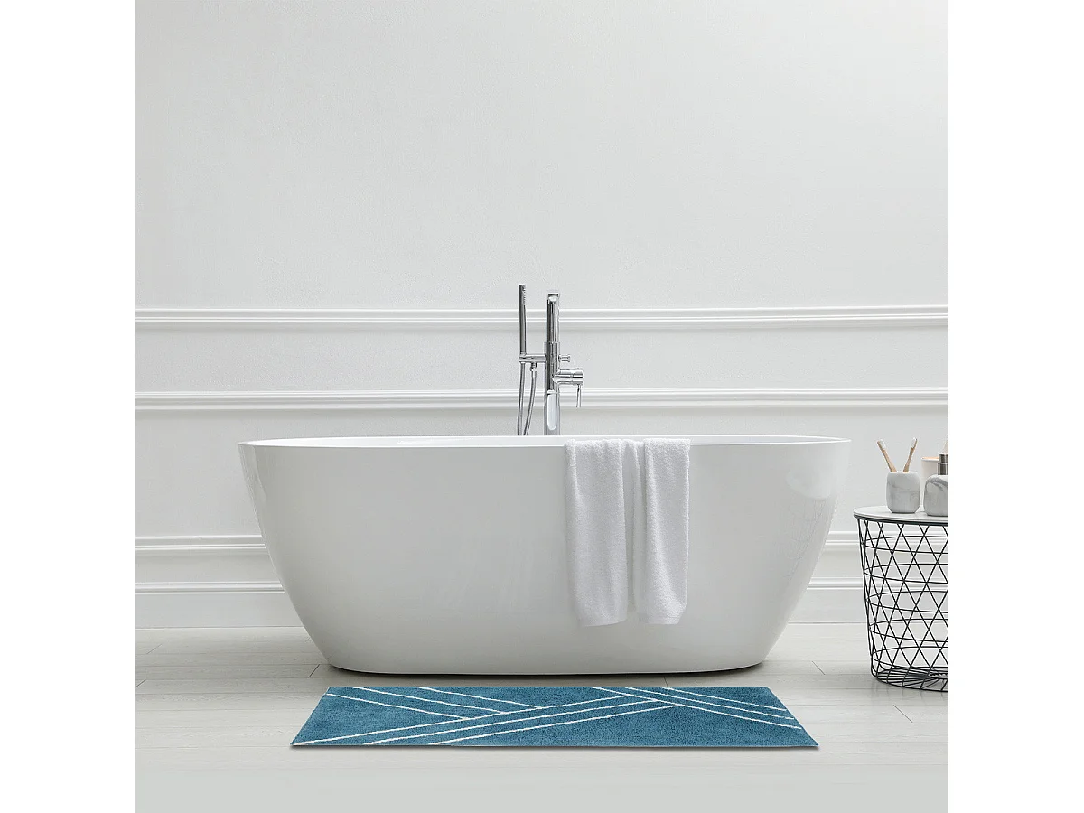 Tapis de bain déco géométrique en coton 60x120cm