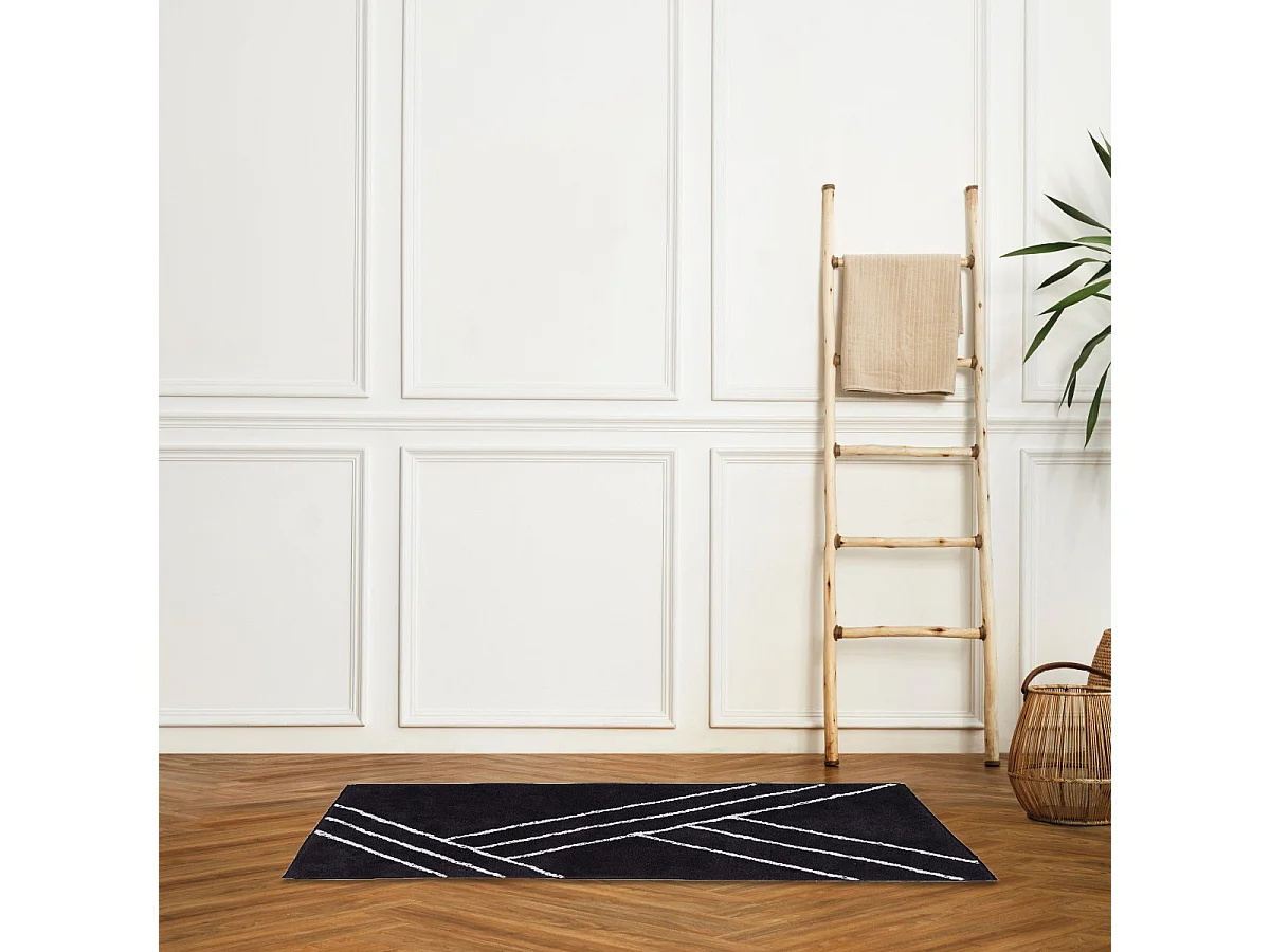Tapis de bain déco géométrique en coton 60x120cm