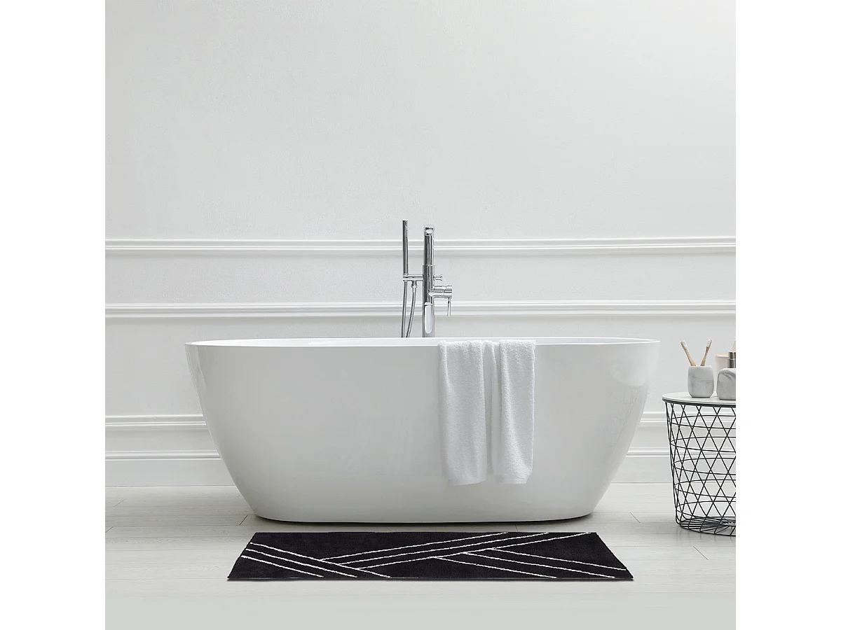 Tapis de bain déco géométrique en coton 60x120cm