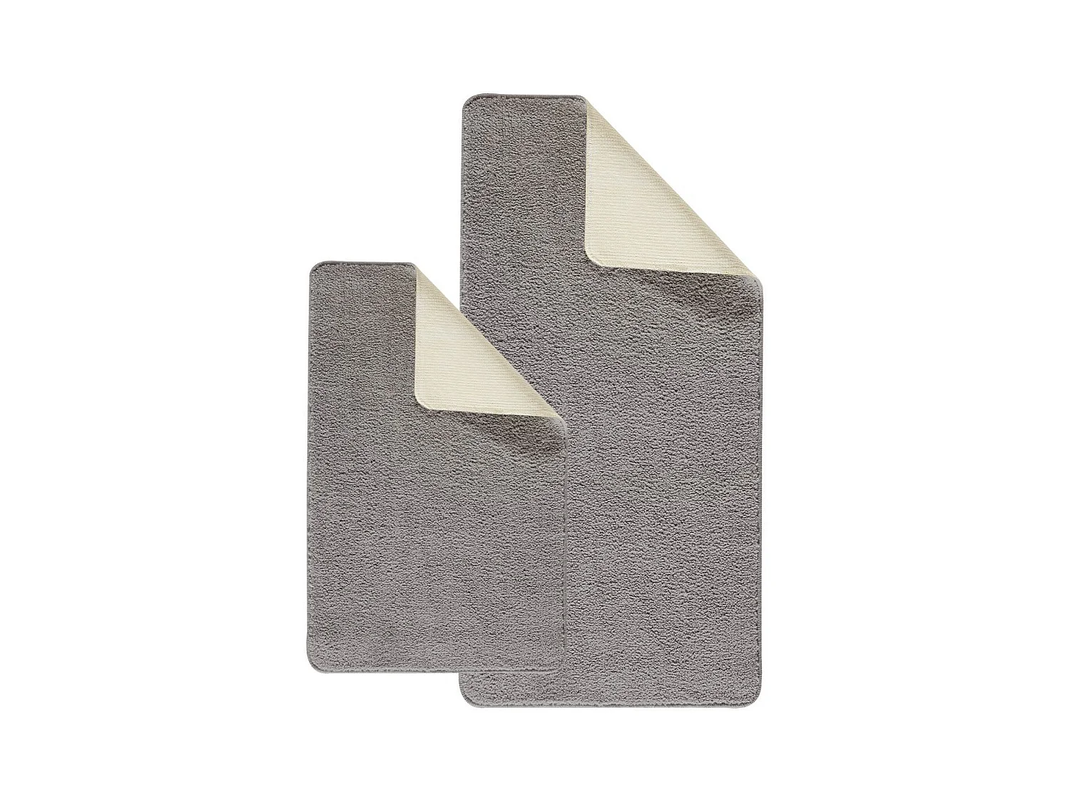 Lot de 2 tapis de bain polyester 60x120cm + 50x80cm 60x120cm gris