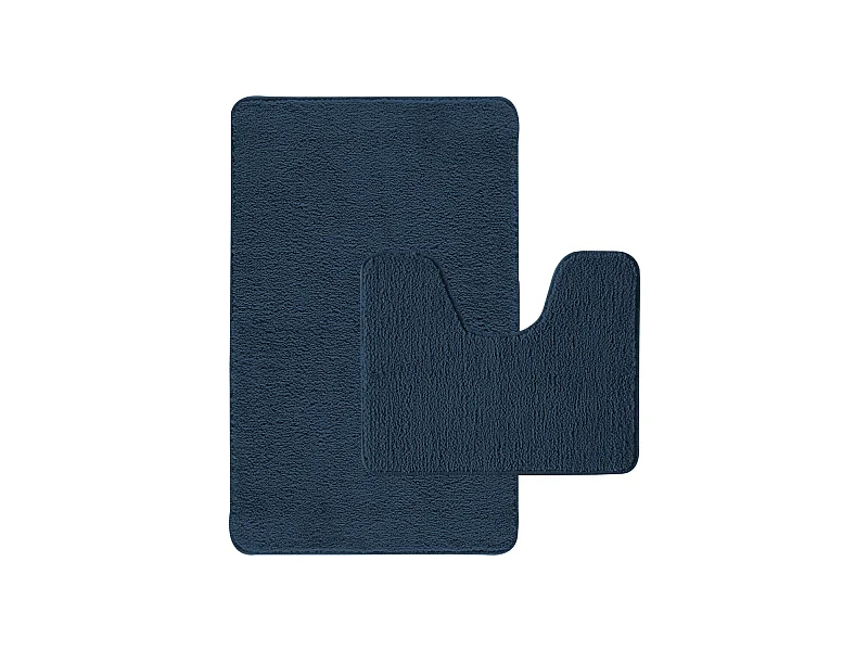 Lot de 2 tapis de bain polyester 50x80cm + contour marine