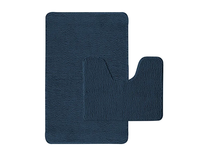 Lot de 2 tapis de bain polyester 50x80cm + contour marine