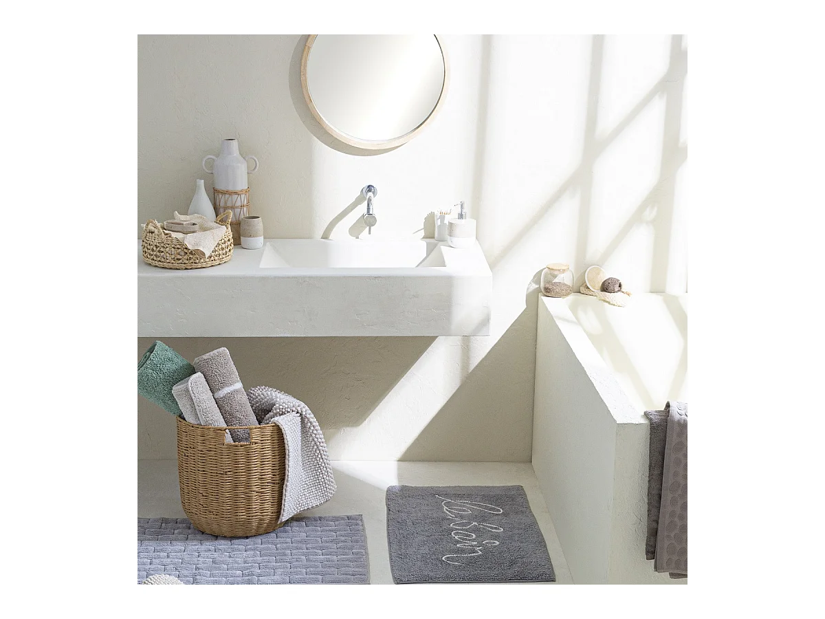 Tapis de bain déco brique en coton 50x80cm