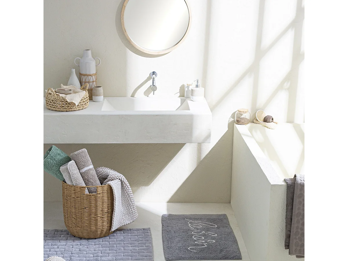 Tapis de bain déco brique en coton 50x80cm