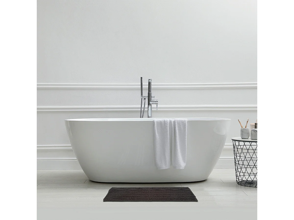 Tapis de bain uni en polyester anthracite 50x70cm