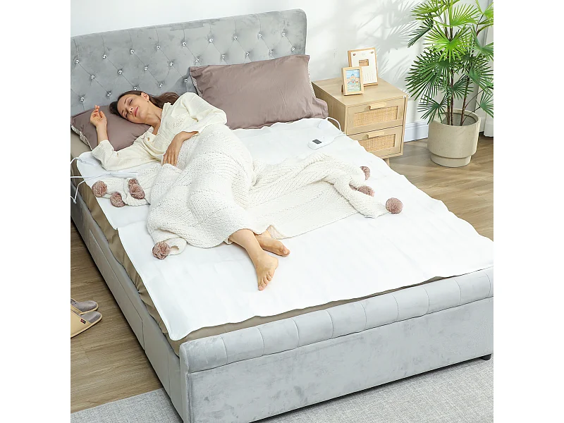 Coperta elettrica 160x140 cm con 5 livelli di calore bianco