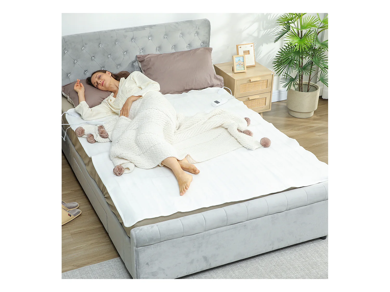 Coperta elettrica 160x140 cm con 5 livelli di calore bianco