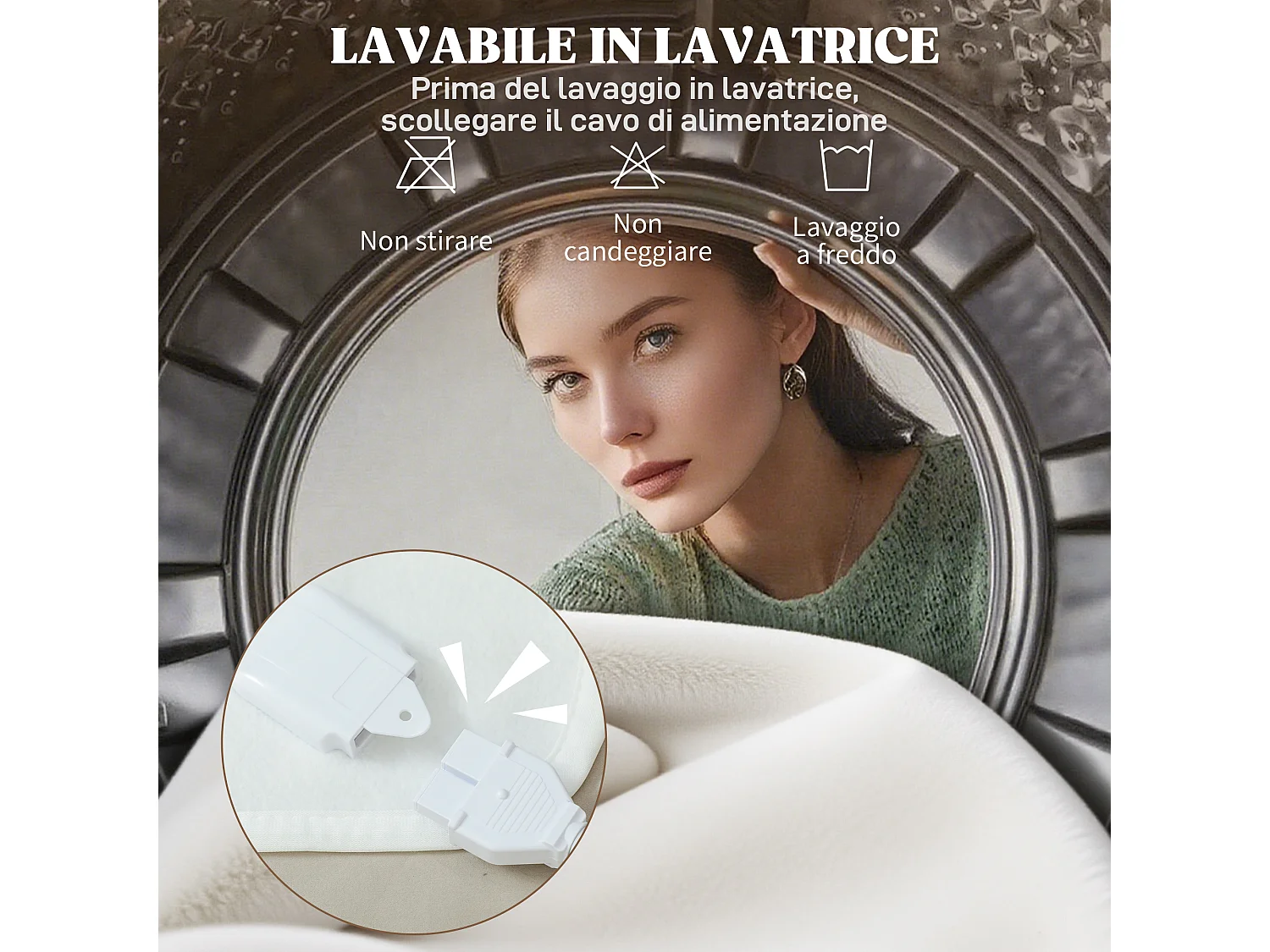 Coperta elettrica 160x140 cm con 5 livelli di calore bianco