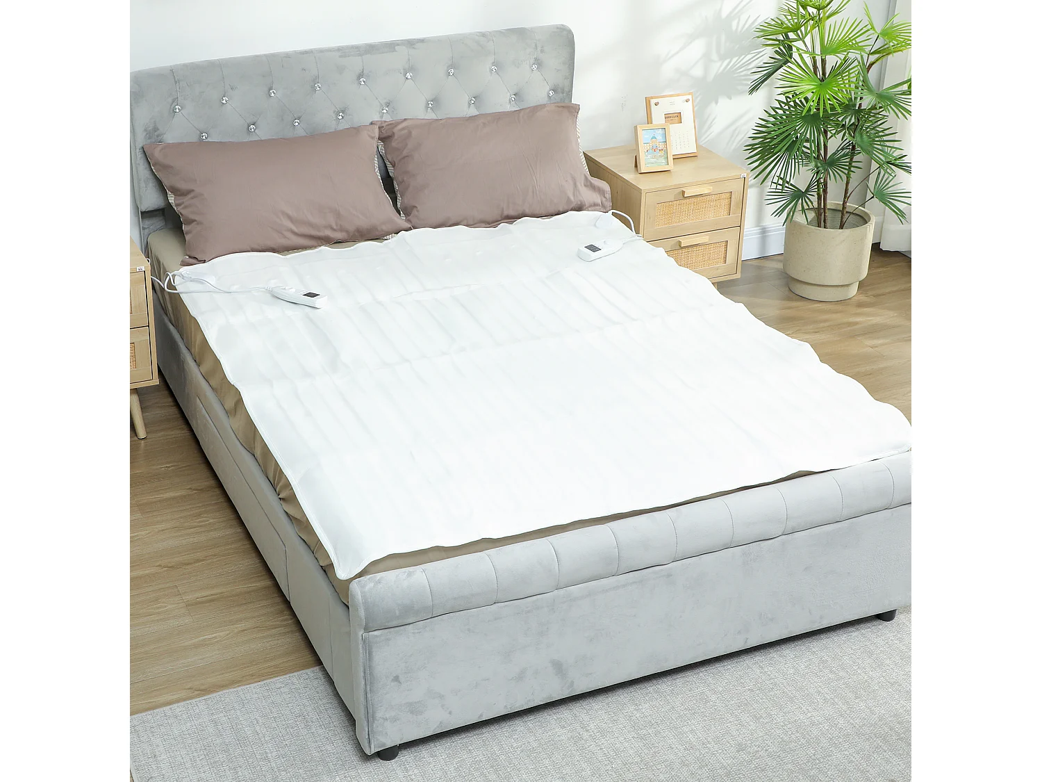 Coperta elettrica 160x140 cm con 5 livelli di calore bianco