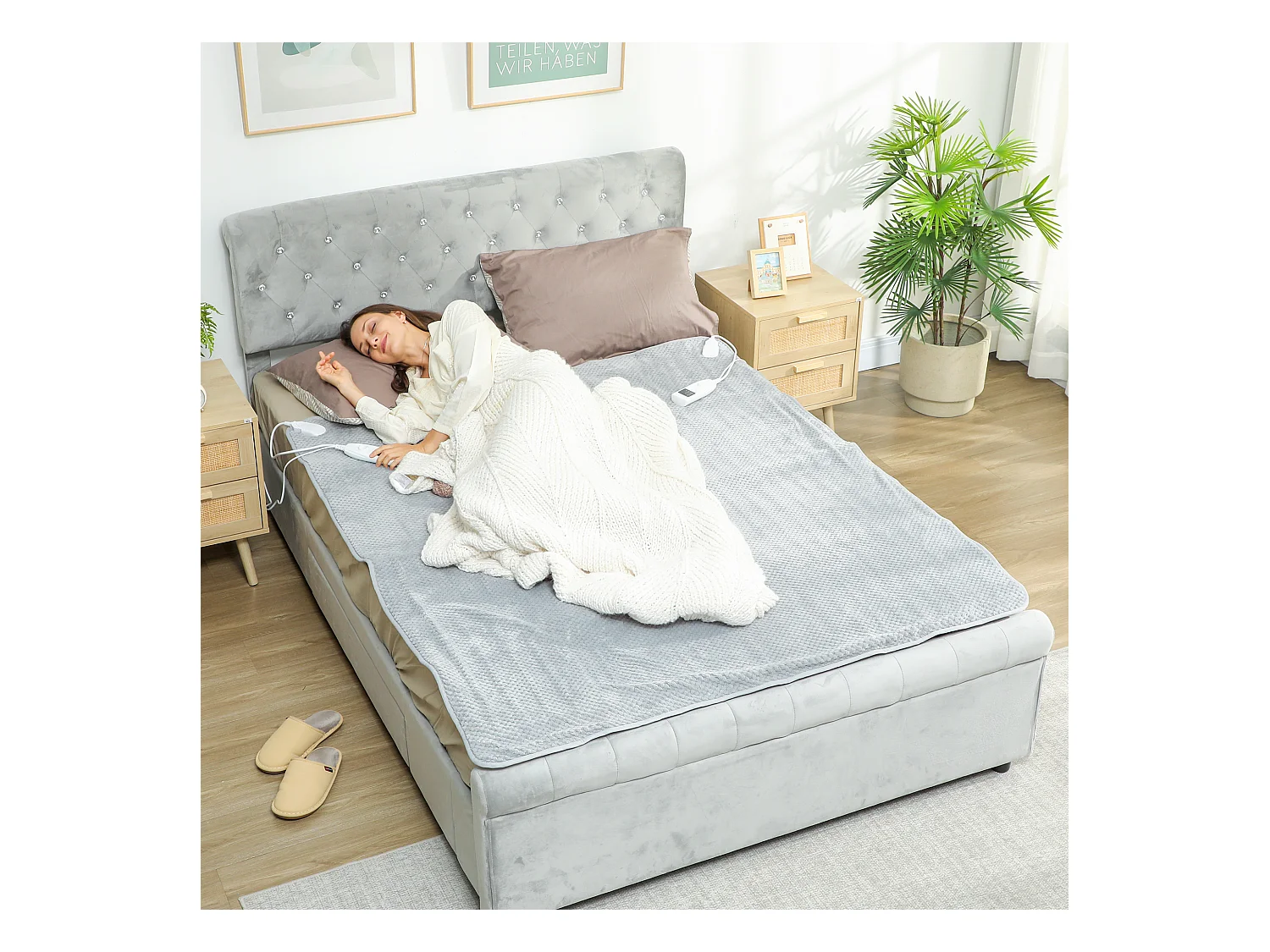 Coperta elettrica 160x140 cm con 5 livelli di calore grigio