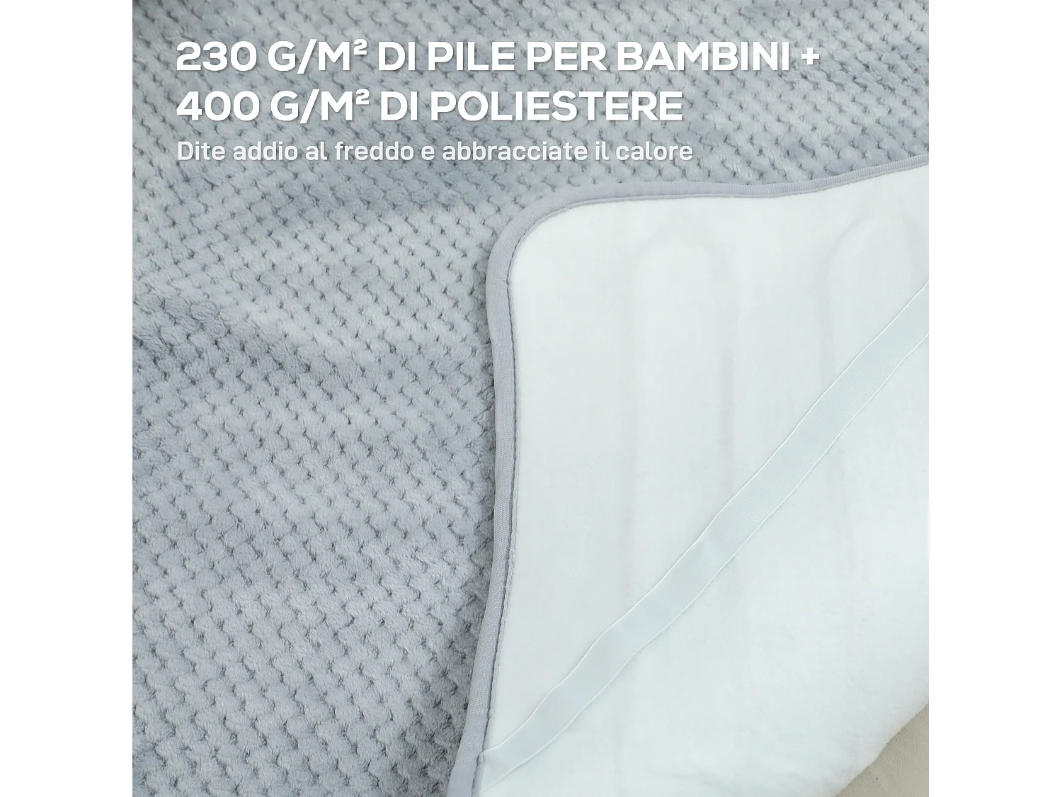 Coperta elettrica 160x140 cm con 5 livelli di calore grigio