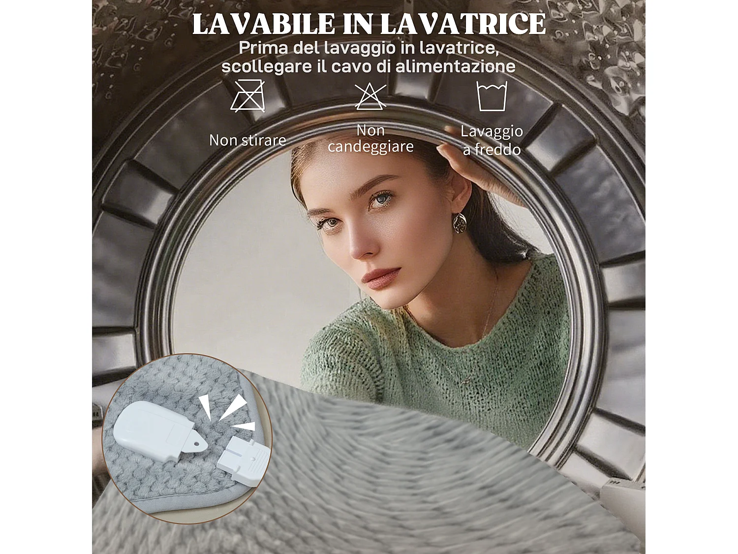 Coperta elettrica 160x140 cm con 5 livelli di calore grigio