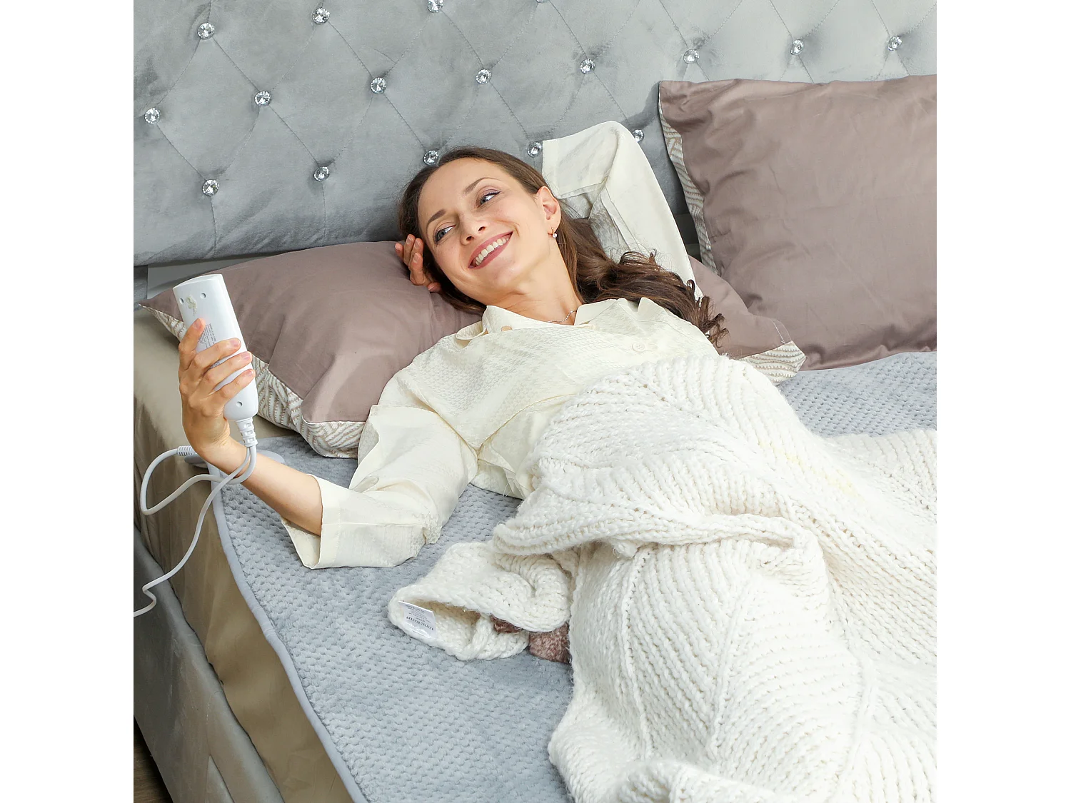 Coperta elettrica 160x140 cm con 5 livelli di calore grigio