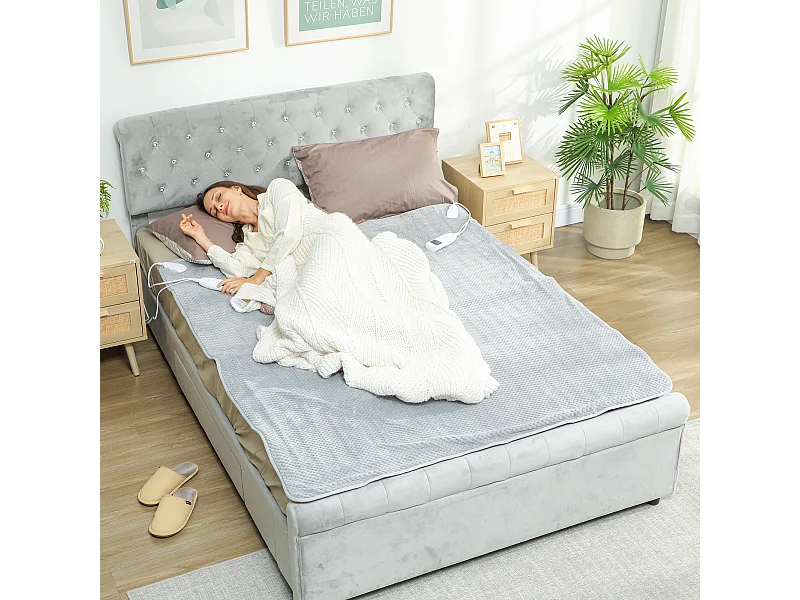 Coperta elettrica 160x140 cm con 5 livelli di calore grigio