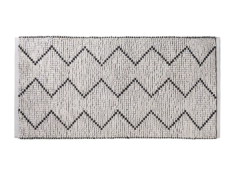 Tapis de bain déco en polycoton blanc 60x120cm