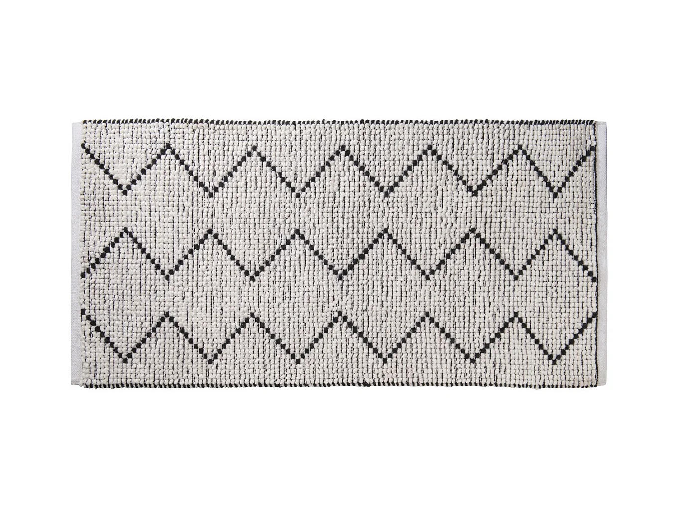 Tapis de bain déco en polycoton blanc 60x120cm