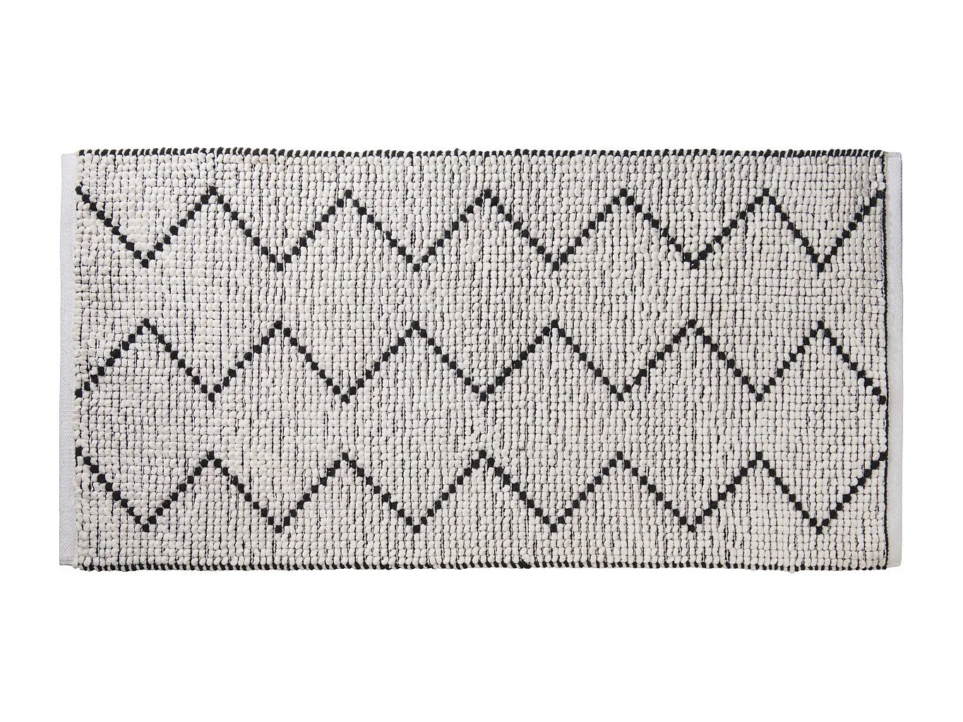 Tapis de bain déco en polycoton blanc 60x120cm