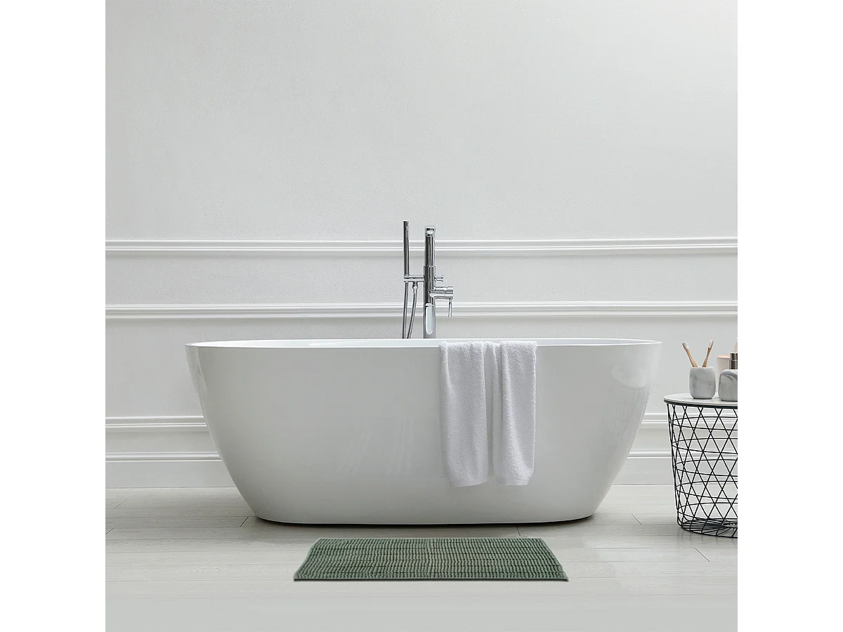 Tapis de bain uni en polyester sauge 50x70cm
