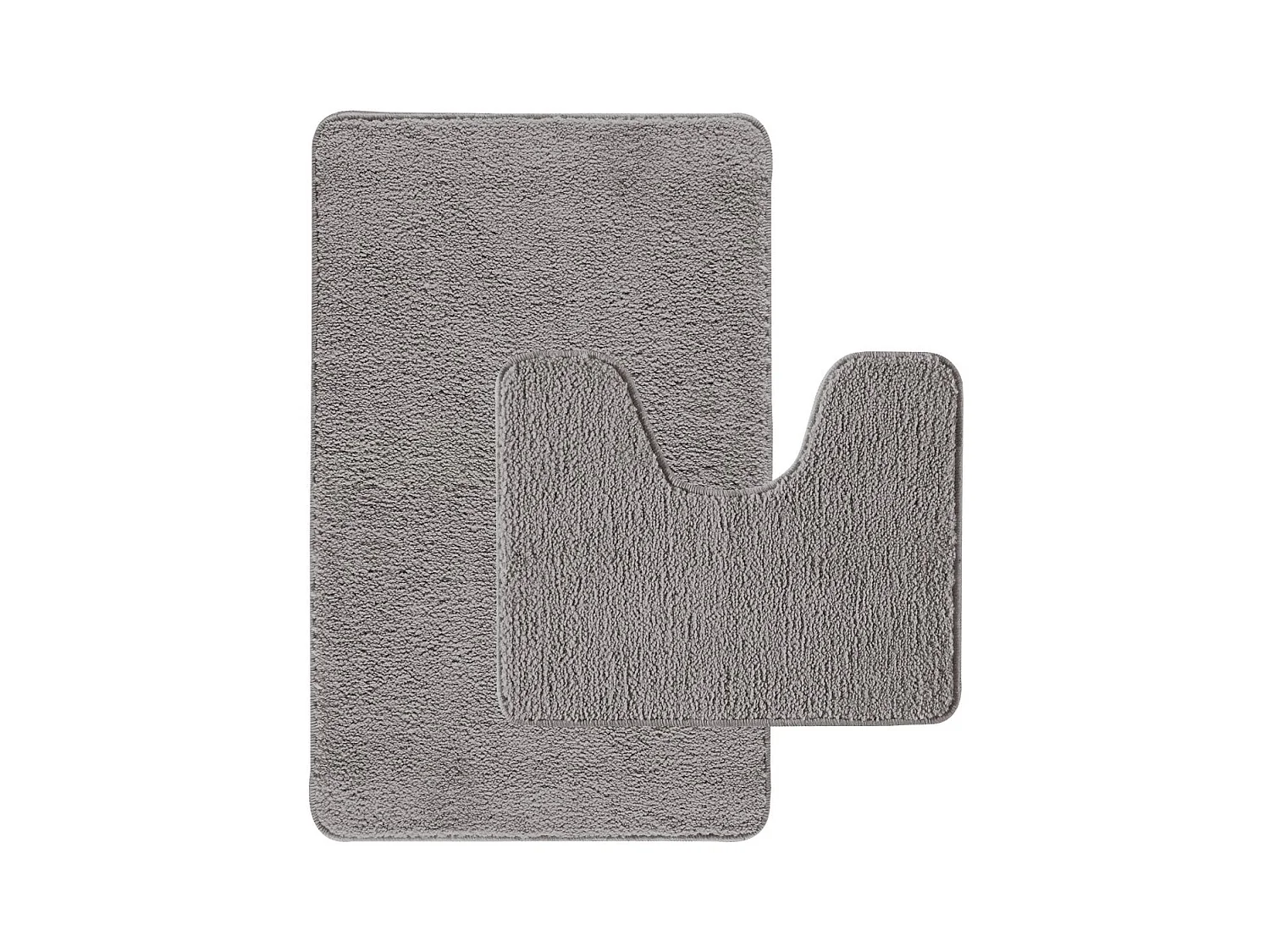 Lot de 2 tapis de bain polyester 50x80cm + contour gris
